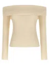 Rick Owens Long Sleeve Off Shoulder Knit Sweater In Neutral
