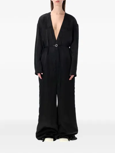 Rick Owens Ls Long Jumpsuit In Black
