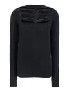 Rick Owens Ribbed-panel Long-sleeve Sweater In Black