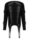 Rick Owens Hollywood Shredded Merino Wool Sweater In Black