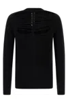 Rick Owens Black Concordians Ls Grid Knit Sweater In Black
