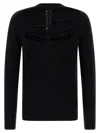 Rick Owens Black Concordians Ls Grid Knit Sweater In Black