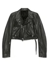 Rick Owens Long Sleeve Leather Jacket In Black