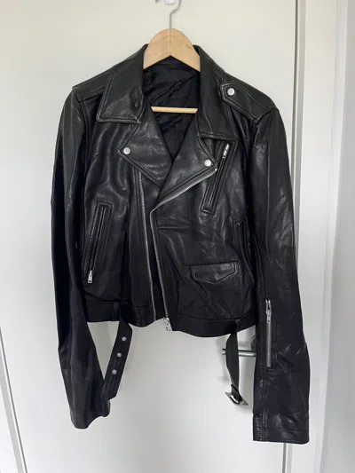 Pre-owned Rick Owens Luke Stooges Leather Jacket In Black