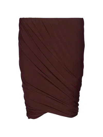 Rick Owens Luna Ruched-detail Mini Skirt In Burgundy
