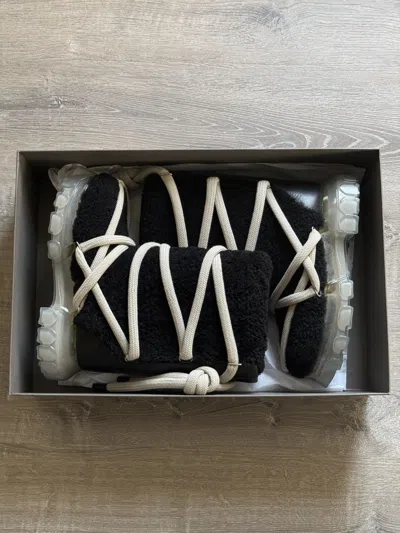 Pre-owned Rick Owens Lunar Tractor Boots In Black