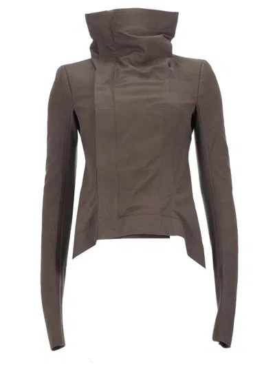 Rick Owens Luxe Lamb Leather Biker Jacket In Brown