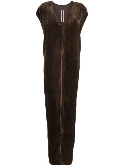 Rick Owens Luxor Arrowhead Velvet Gown In Brown
