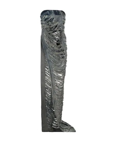 Rick Owens Luxor Asymmetric Distressed Maxi Top In Gray