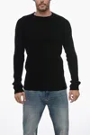 Rick Owens Black Long Sleeve Top With Crewneck In Cashmere And Wool Man In Black