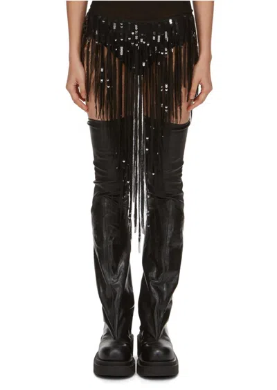 Rick Owens Luxor Fringed Panty Skirt In Black