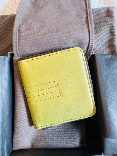 Pre-owned Rick Owens Luxor Fw23 Zipped Wallet - Acid In Green
