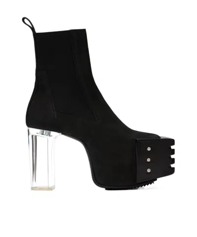 Rick Owens 120mm Grilled Platform Leather Boots In Black