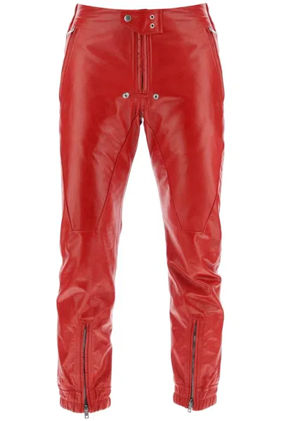 Rick Owens Red Luxor Leather Pants