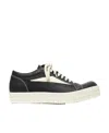 Rick Owens Women Black Low Top Sneakers With Contrasting Stitching In Leather Woman In White