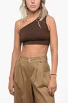 Rick Owens Luxor One-shoulder Athena Crop Top In Brown