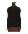 Rick Owens Black Long Sleeve Top With Crewneck In Cashmere And Wool Man In Black