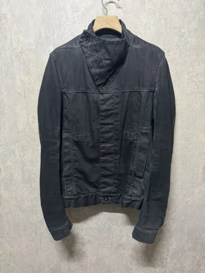 Pre-owned Rick Owens M /  Archive Waxed Denim Jacket In Black