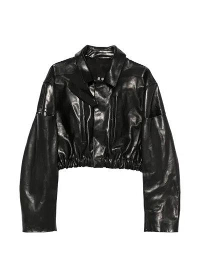 Rick Owens Mac Cropped Leather Jacket In Black