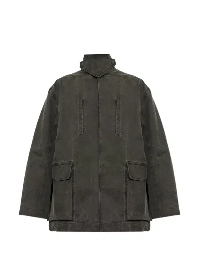 Rick Owens Mac High-neck Denim Jacket In Animal Print