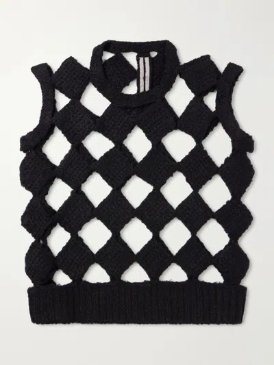Rick Owens Cashmere Silk Crewneck Tank Top In Black