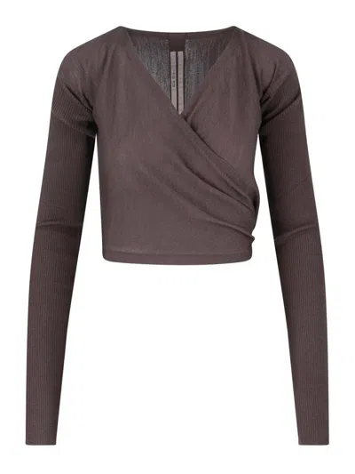 RICK OWENS SUÉTER CUELLO REDONDO - MARRÓN