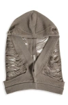 Rick Owens Maglia Distressed Merino Wool Hood In Dust