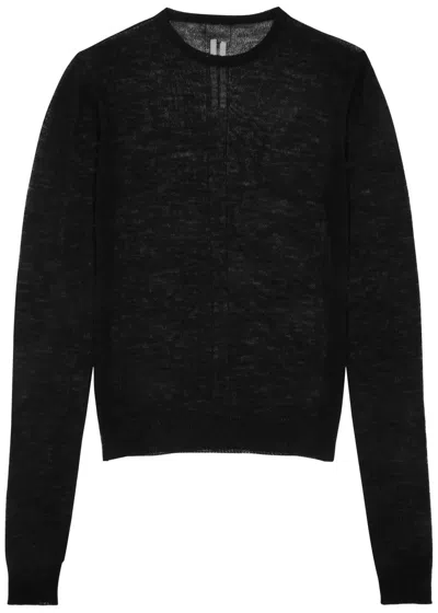 Rick Owens Maglia Fine-knit Wool Jumper In Black
