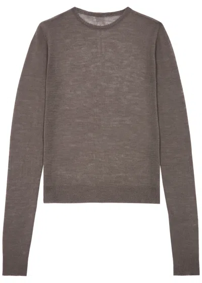 Rick Owens Maglia Fine-knit Wool Jumper In Brown