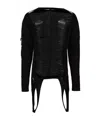 Rick Owens Hollywood Shredded Merino Wool Sweater In Black