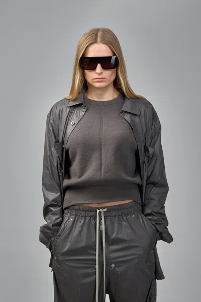 Rick Owens Maglia Round Neck Knitwear In Gray