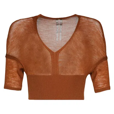 Pre-owned Rick Owens Maglia Short-sleeve V Top 'clay'