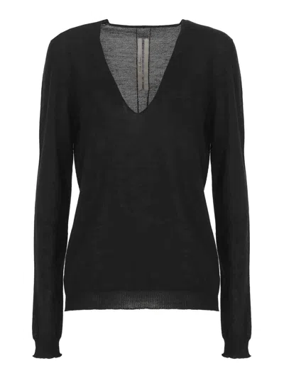Rick Owens Maglia V Neck In Black