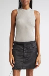 Rick Owens Maglia Wool Rib Tank In Gray