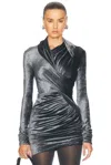 Rick Owens Magnetic Draped Velvet Top In Steel