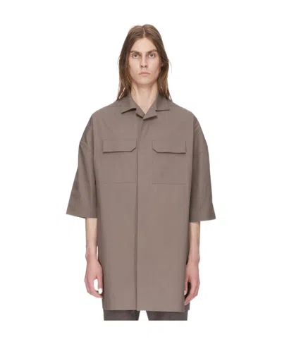Rick Owens Strap-detail Shirt With Classic Collar For Men In Brown