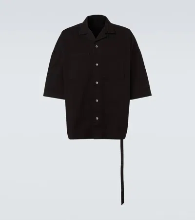 Rick Owens Magnum Tommy Oversized Cotton Twill Shirt In Black
