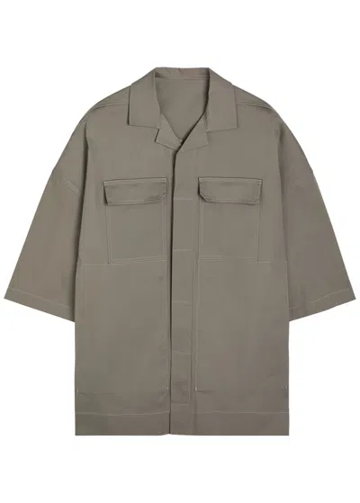 Rick Owens Magnum Tommy Oversized Stretch-cotton Poplin Shirt In Gray