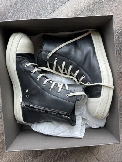 Pre-owned Rick Owens Mainline Black Leather Sneakers