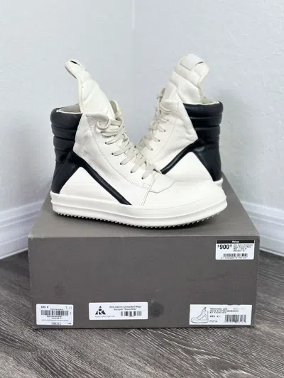 Pre-owned Rick Owens Mainline Geobasket Milk Black Shoes In White