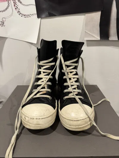 Pre-owned Rick Owens Mainline High Top Ramone Shoes In Black