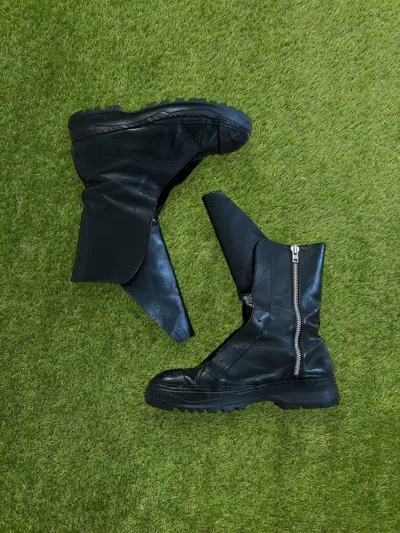 Pre-owned Rick Owens Mainline Laceless High Top Leather Ramones Shoes