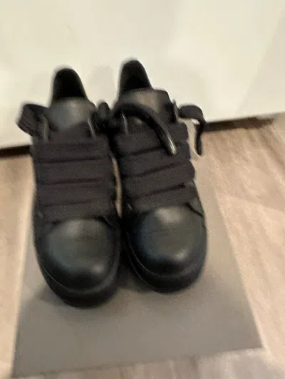 Pre-owned Rick Owens Mainline Leather Jumbo Lace Ramones Triple Black Shoes