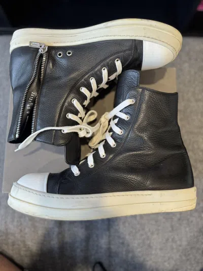 Pre-owned Rick Owens Mainline Leather Ramomes Shoes In Black