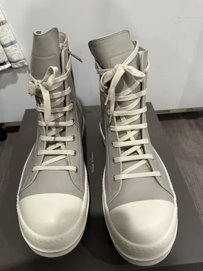 Pre-owned Rick Owens Mainline Leather Ramones High Pearl Grey Size 45 Shoes