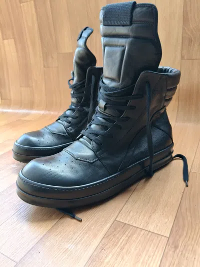Pre-owned Rick Owens Mainline Triple Black Geobasket Shoes