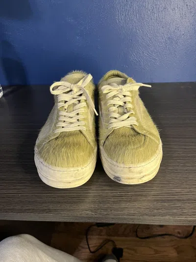 Pre-owned Rick Owens Mainline Vans “grinch” Pony Fur Shoes In Green