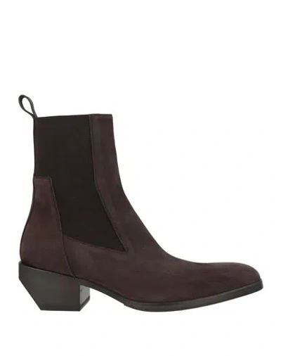 Rick Owens Man Ankle Boots Dark Brown Size 10 Leather