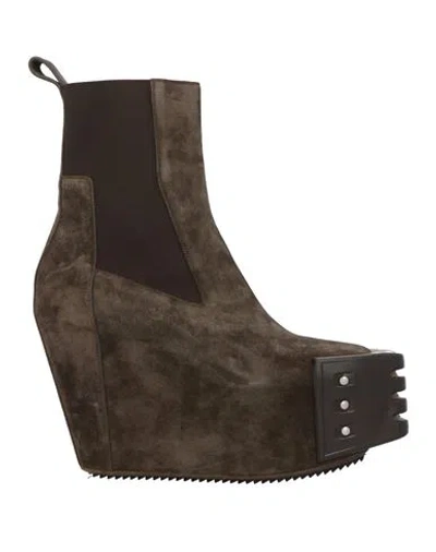 Rick Owens Man Ankle Boots Dark Brown Size 11 Leather