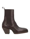 Rick Owens Man Ankle Boots Dark Brown Size 11 Leather